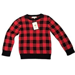 Tucker + Tate Red Black  Pullover Buffalo Plaid  Sweater Size 3 NWT